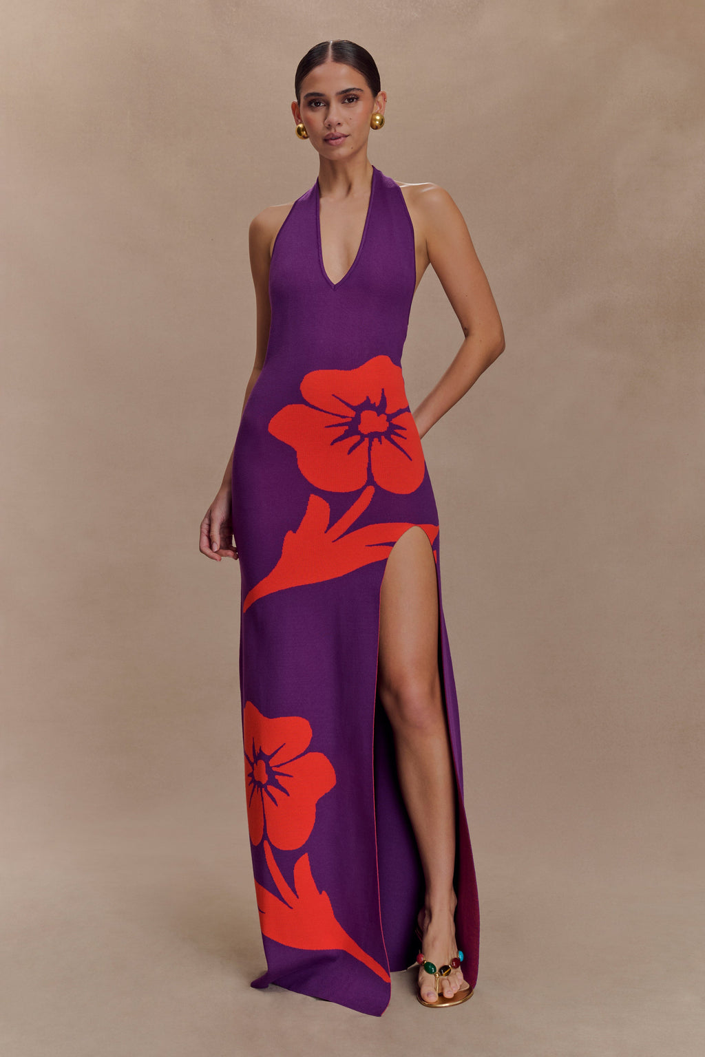 Stacy Knit Halter Maxi Dress - Multicolour