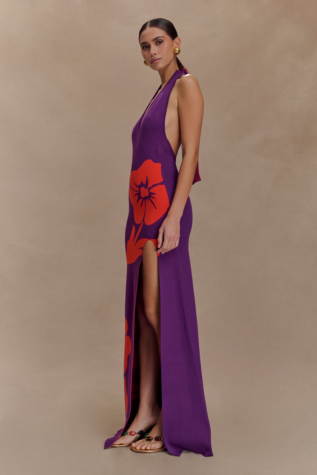 Stacy Knit Halter Maxi Dress - Multicolour