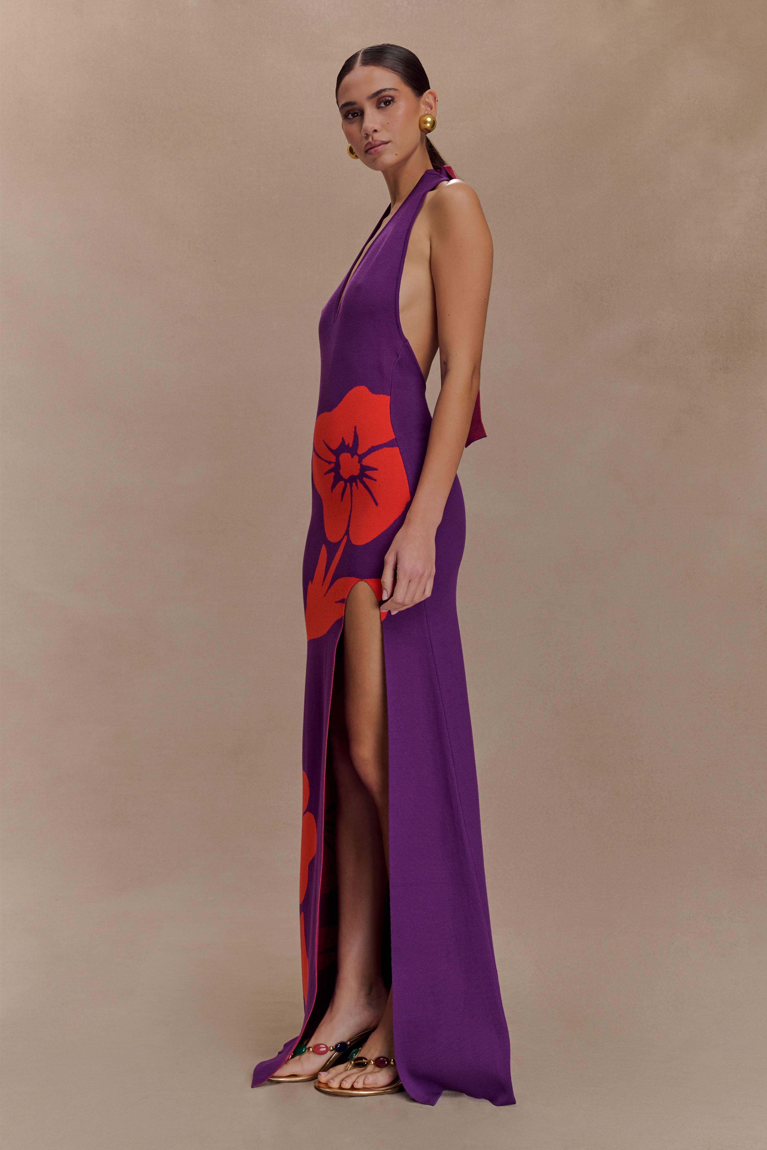 Stacy Knit Halter Maxi Dress - Multicolour