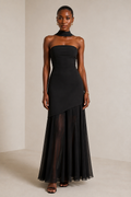 Combo Dress with Neck Scarf - Black