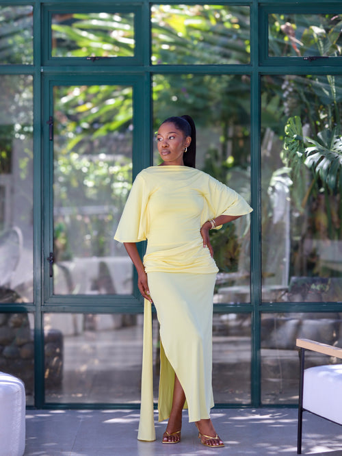 Backless Maxi Dress - Butter Yellow