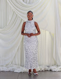 Sequin Column Silver Dress