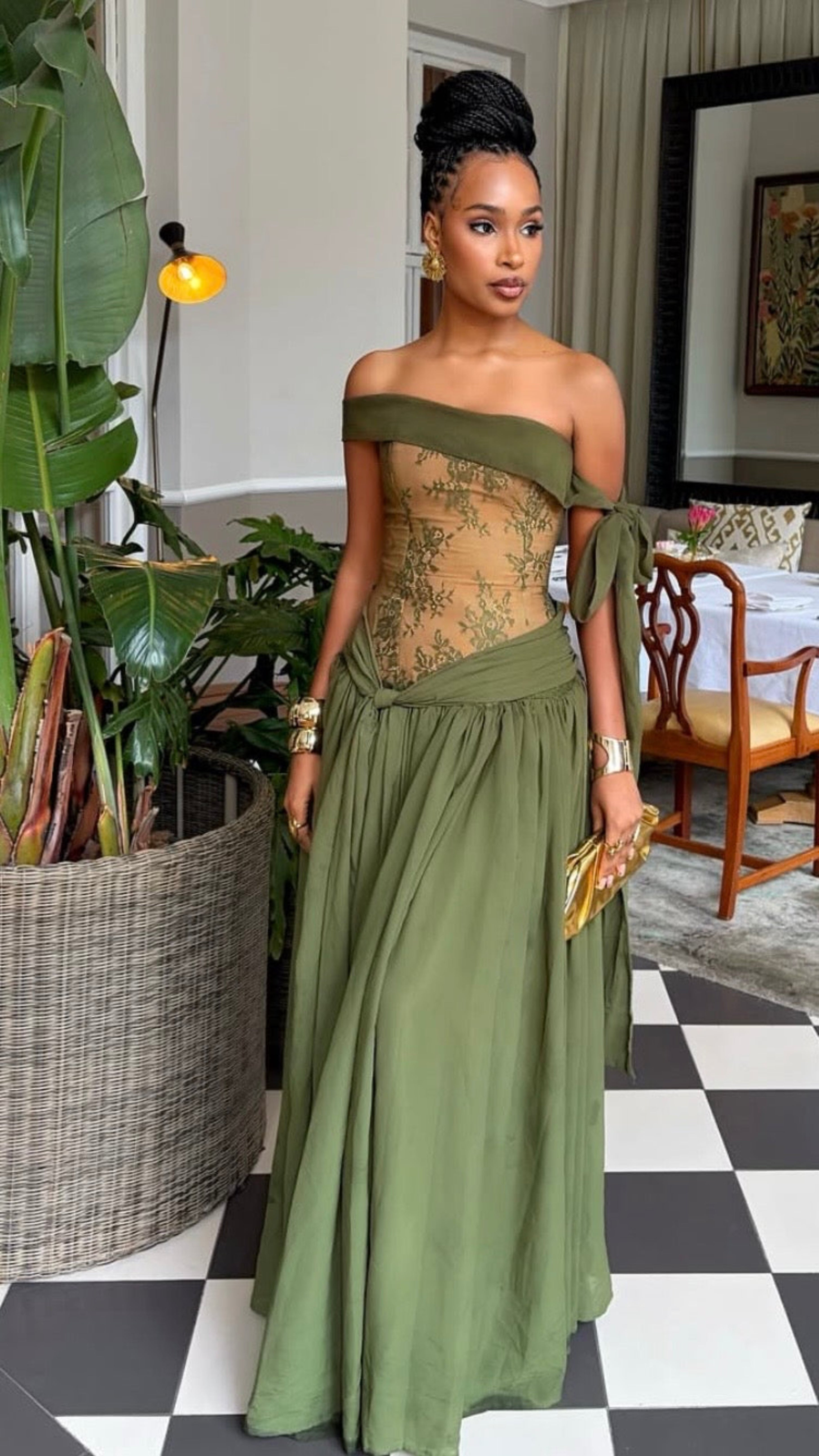 Miel Temi Dress - Olive Green