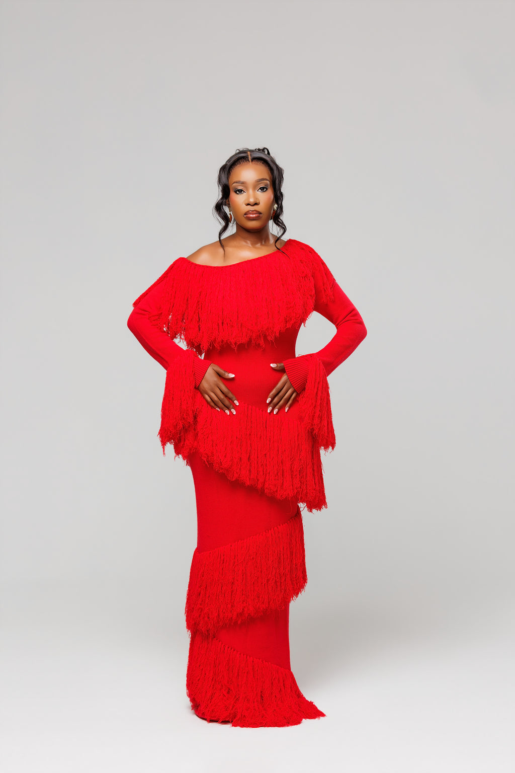 IGHO Fringe Dress - Red