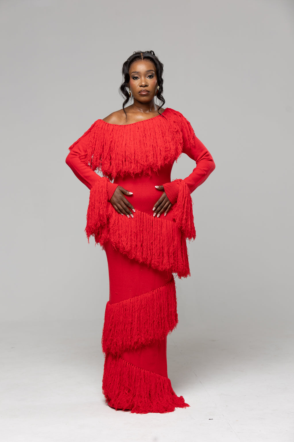 IGHO Fringe Dress - Red