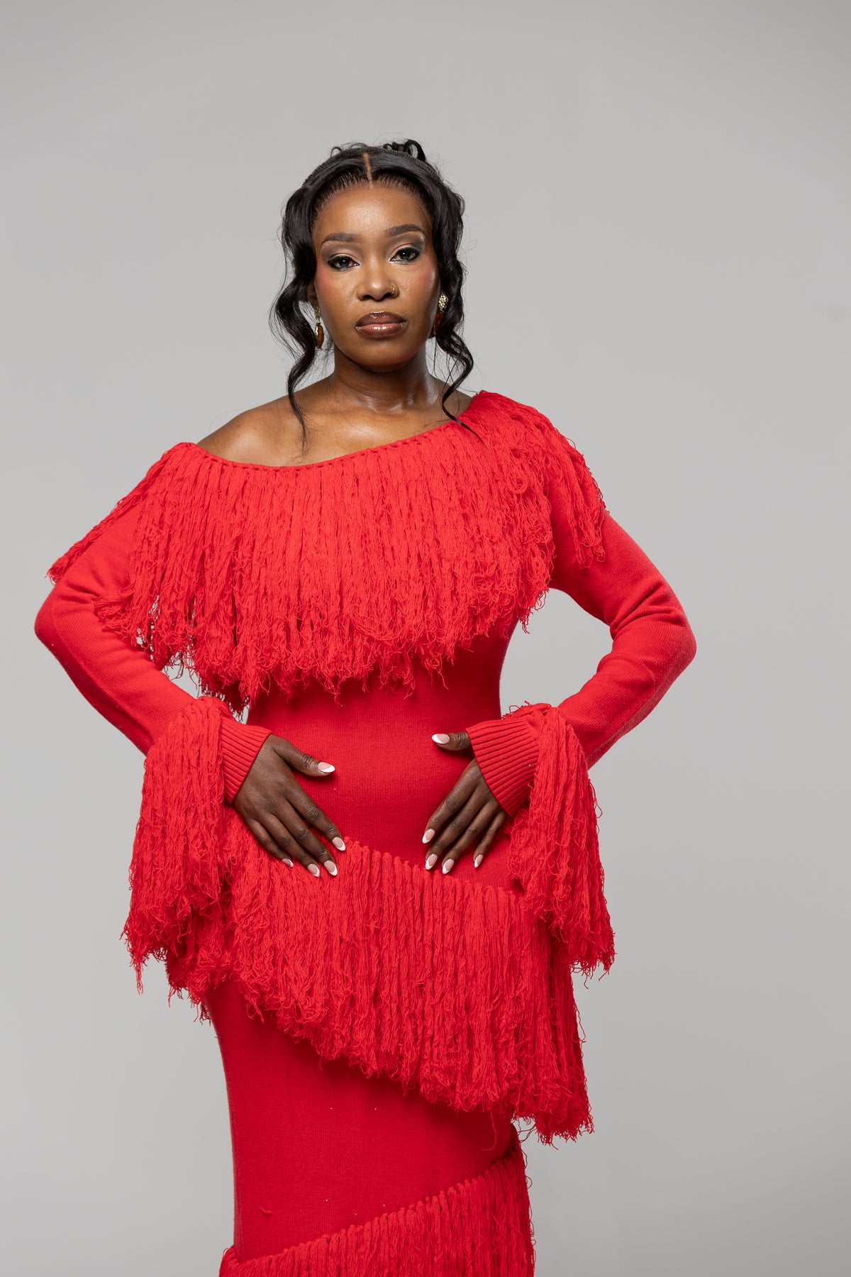 IGHO Fringe Dress - Red