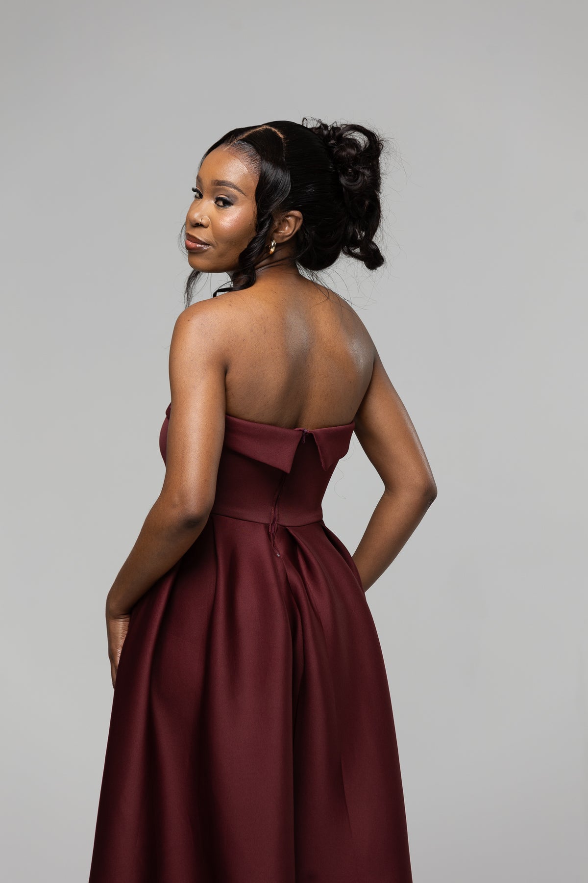 A-Line Midi Dress - Burgundy