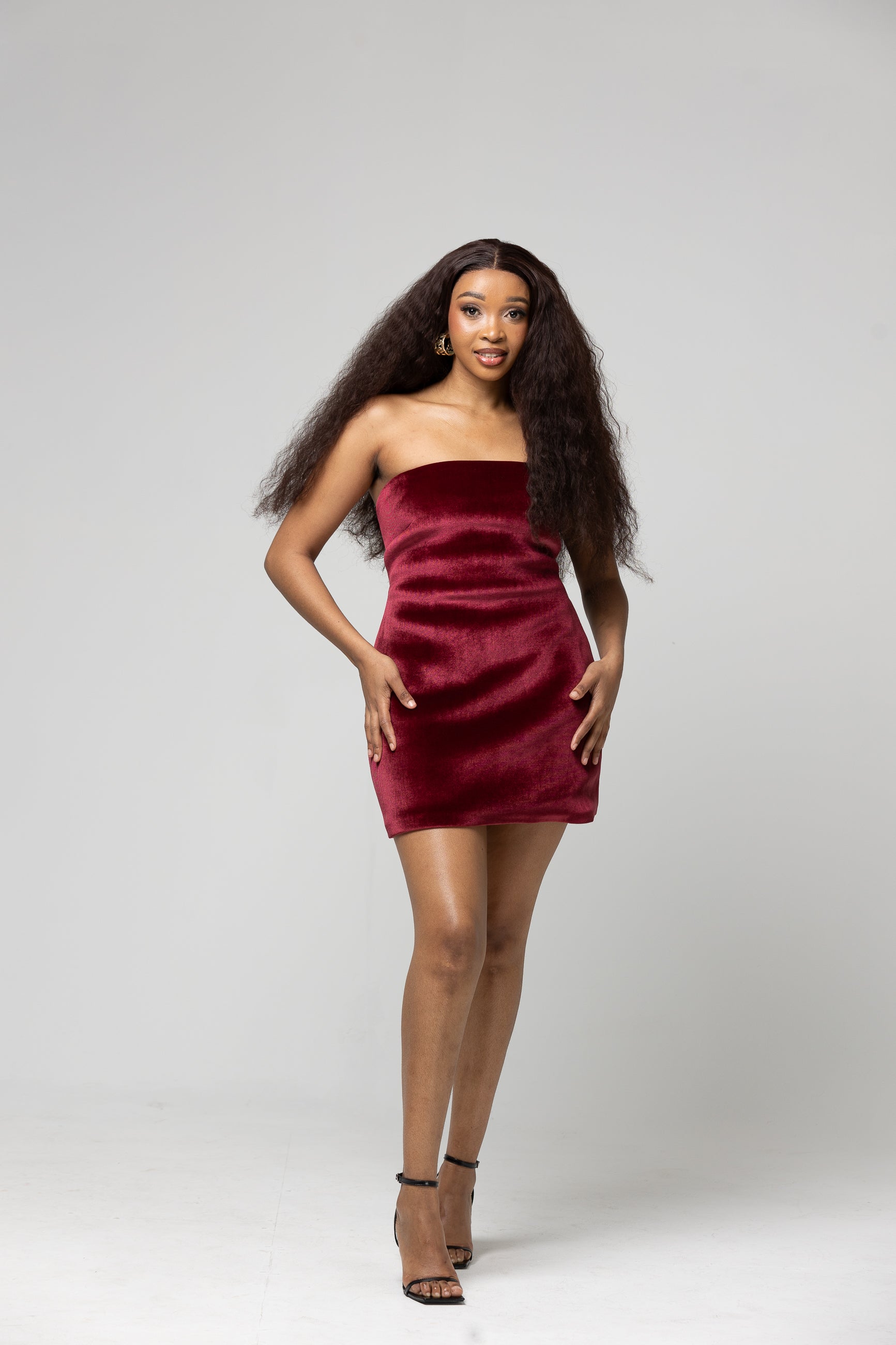 Velvet Mini Dress - Burgundy