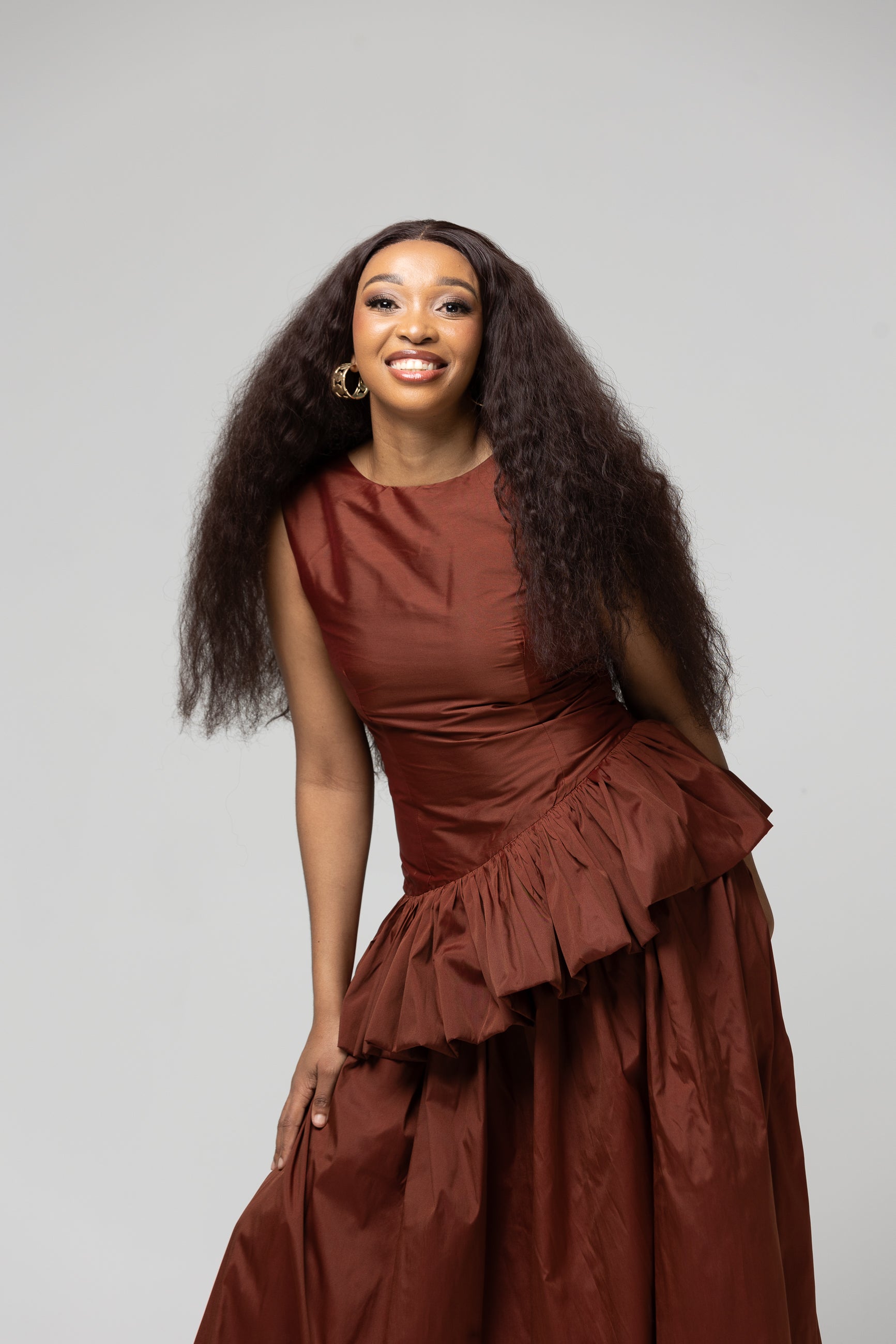 Peplum Maxi Dress - Rust
