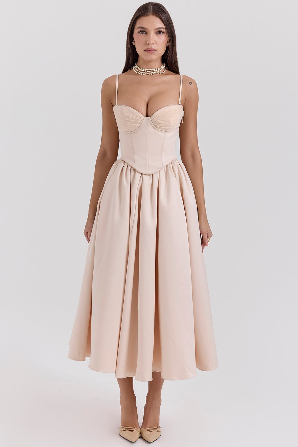 Perfect Peach Satin Corset & Skirt