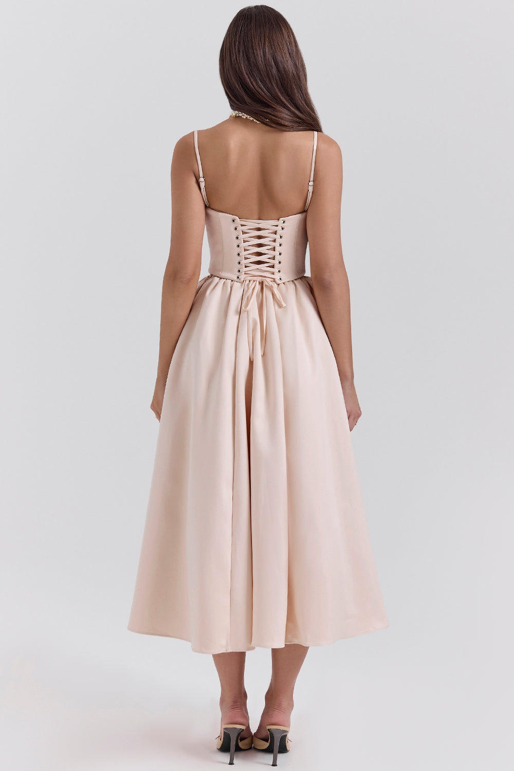 Perfect Peach Satin Corset & Skirt