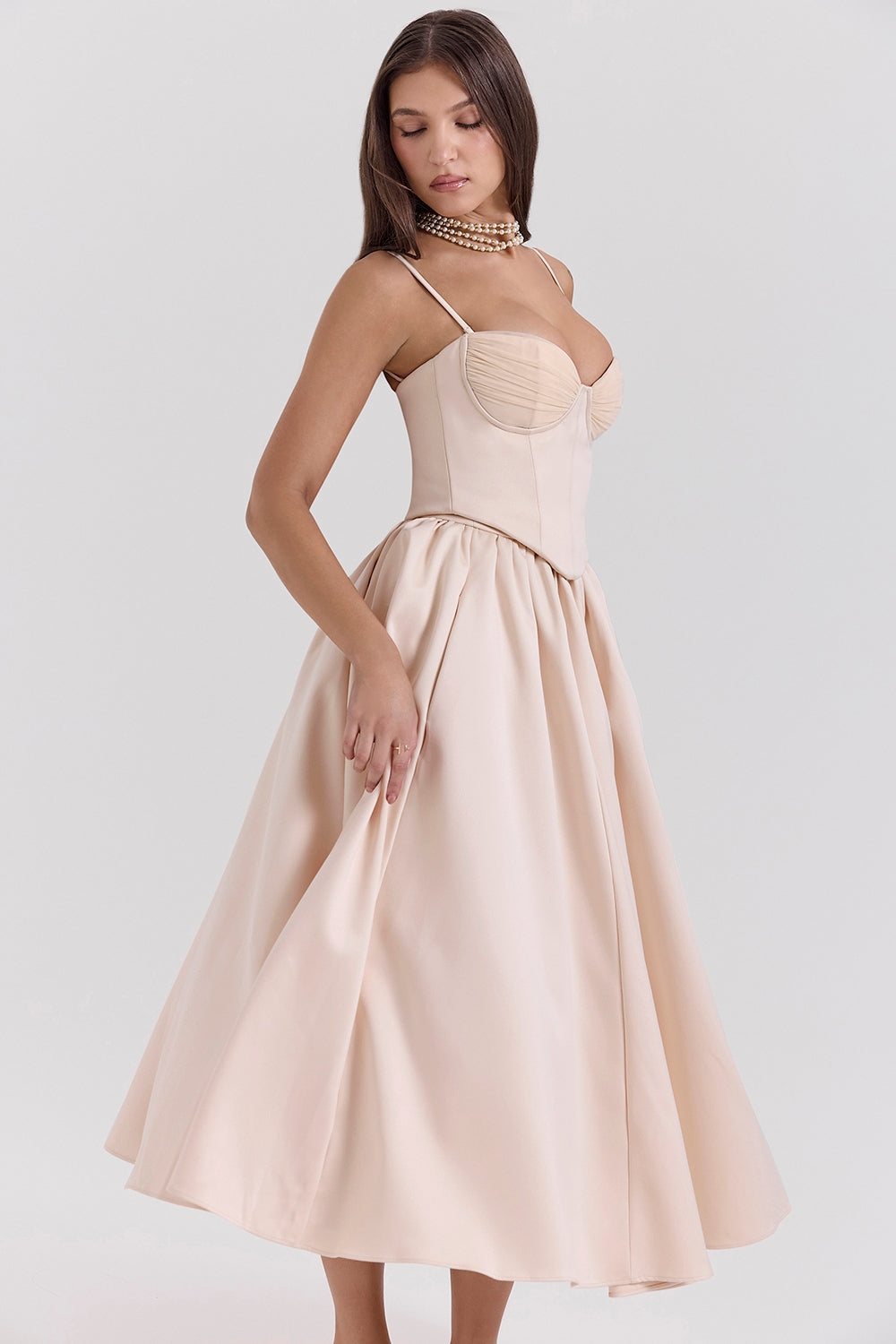 Perfect Peach Satin Corset & Skirt
