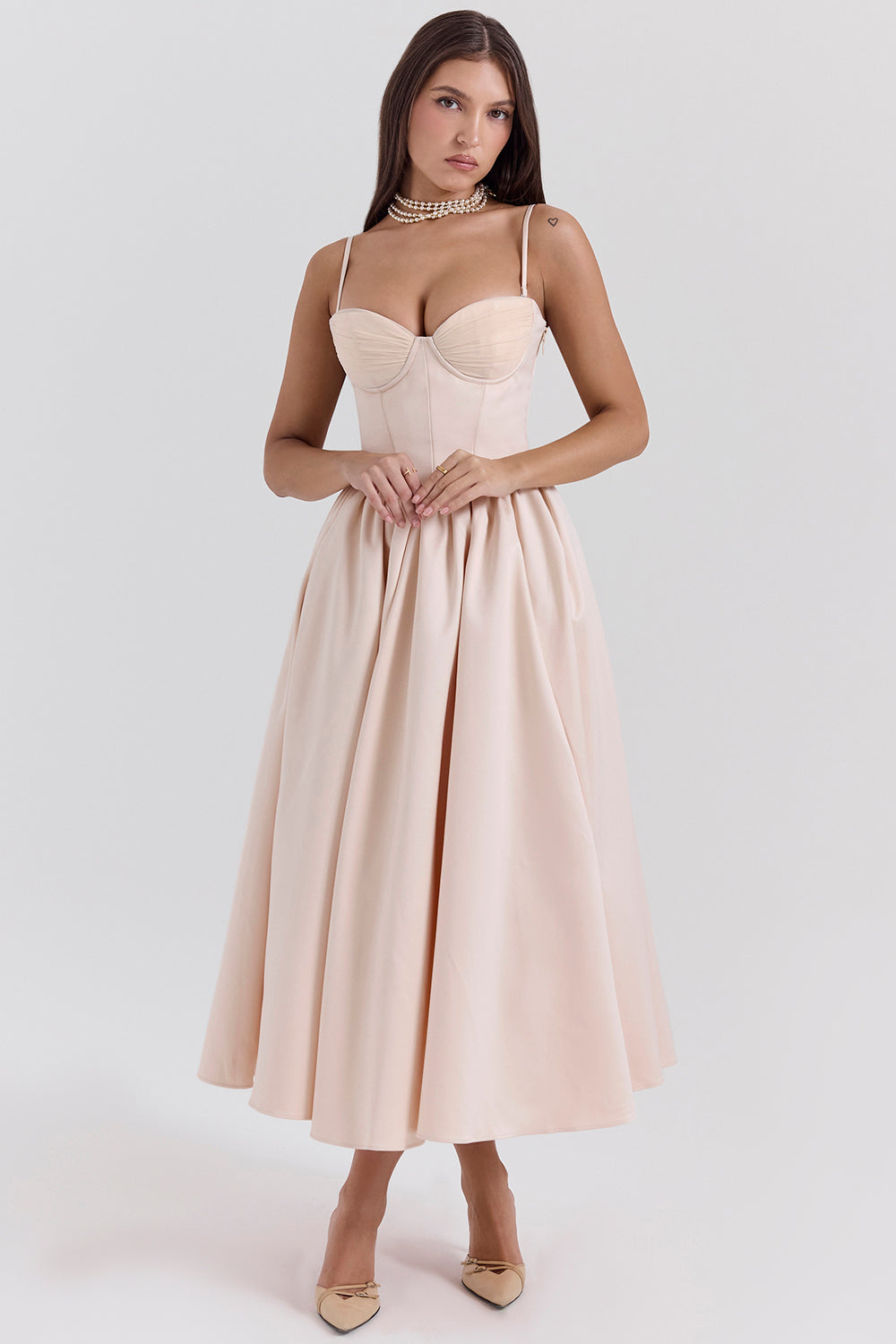 Perfect Peach Satin Corset & Skirt
