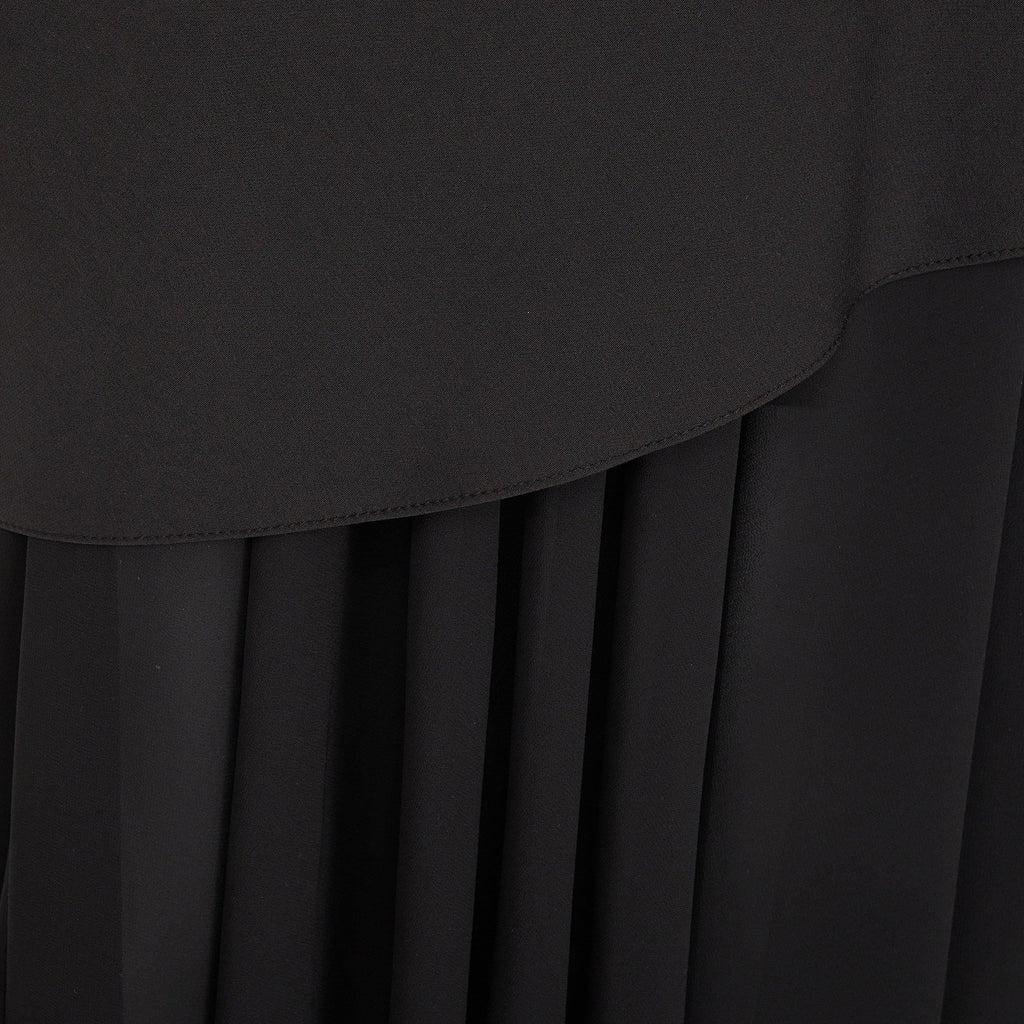 Combo Dress with Neck Scarf - Black