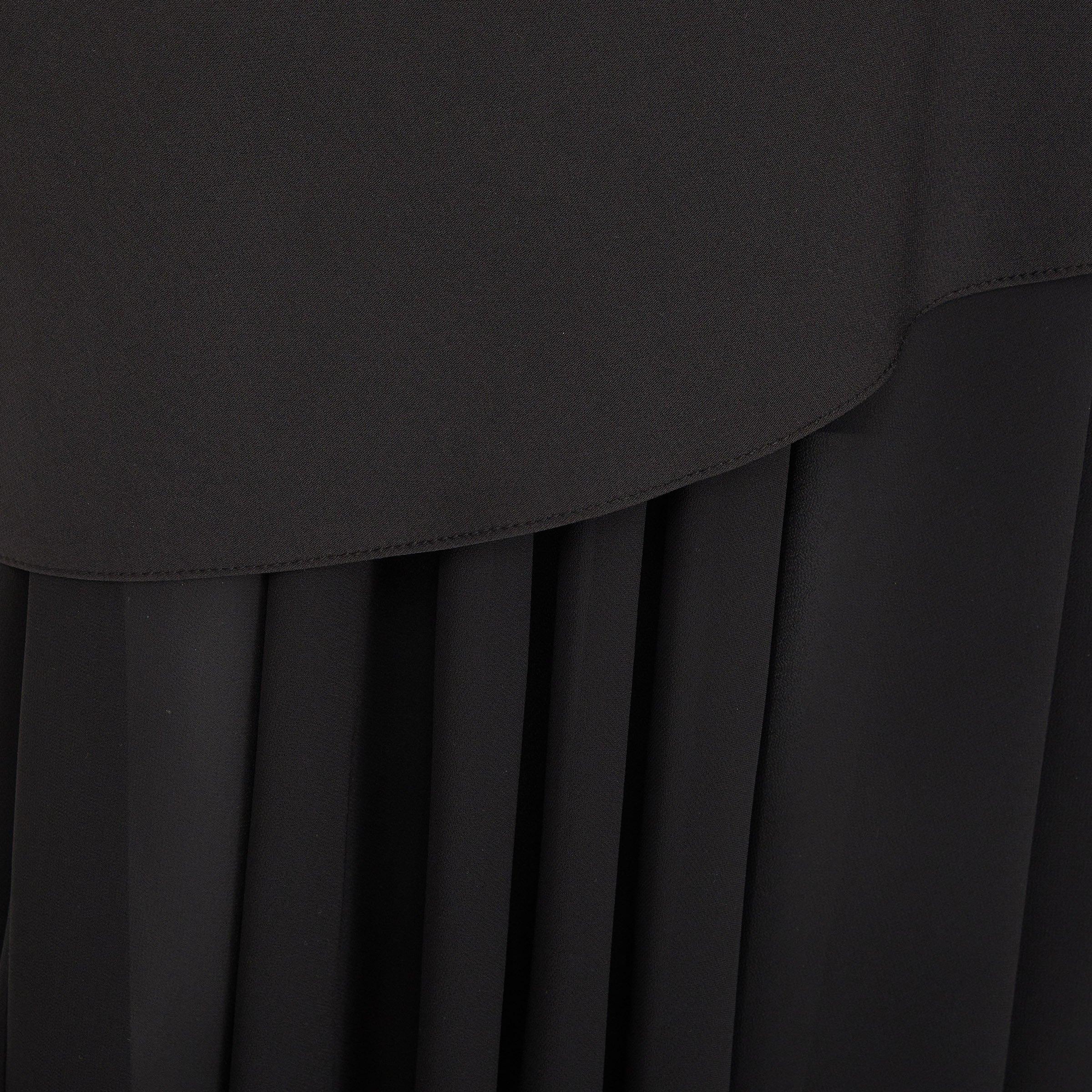 Combo Dress with Neck Scarf - Black